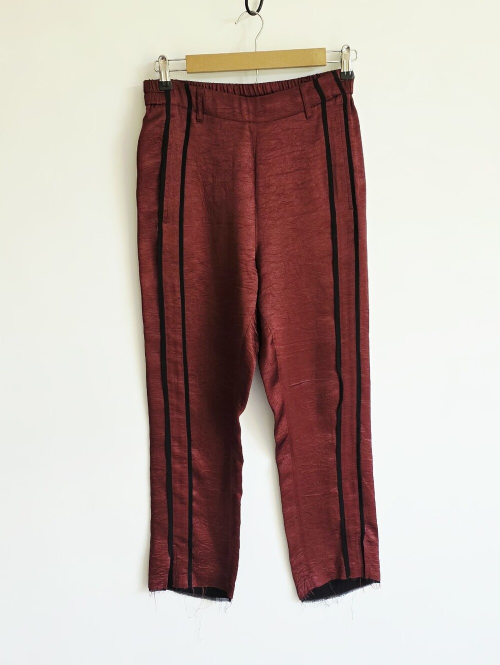 Ann Demeulemeester Red Trousers with Black Stripes